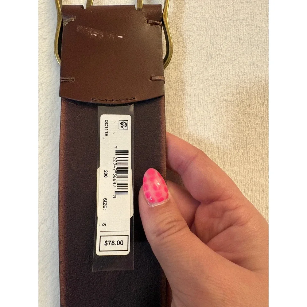 Frye Dark Brown Genuine Leather Double Prong Wide Belt DC1119 Size Small NWT